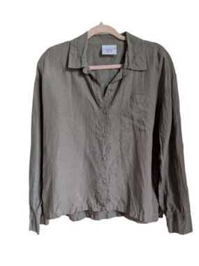 PARACHUTE Beige Linen Oversized Minimalist Contemporary Button-Up Shirt Small
